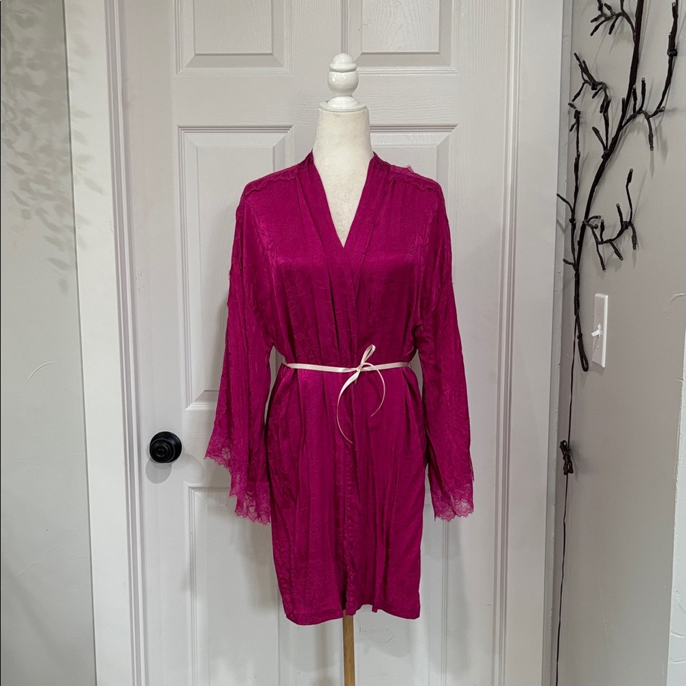 Victoria's Secret Fuchsia Lace Robe